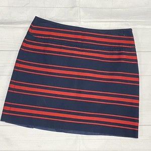 ANN TAYLOR LOFT Stripped 4 Navy BLUE & RED Mini Pencil Cotton BLend EXC